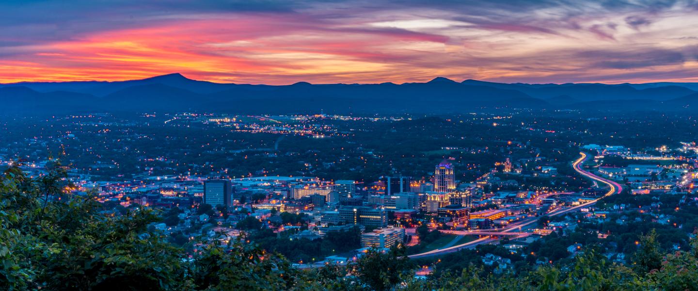 Roanoke valley at sunset