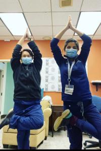 Residents doing yoga
